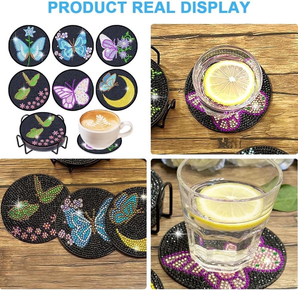 Ronde 5D-onderzetters 10 cm - vlindervorm - acryl - moderne decoratie voor eettafel - ShopVlot