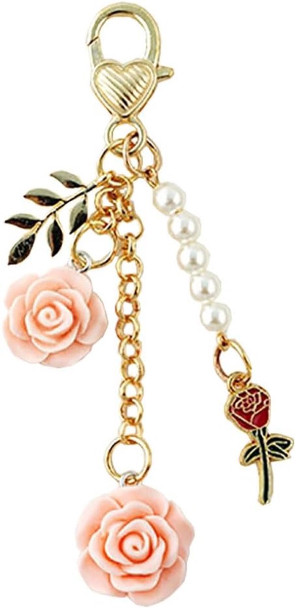Sleutelhanger auto vrouwen bloemen - gepersonaliseerd - karabijnhaak - schattig accessoire - ShopVlot