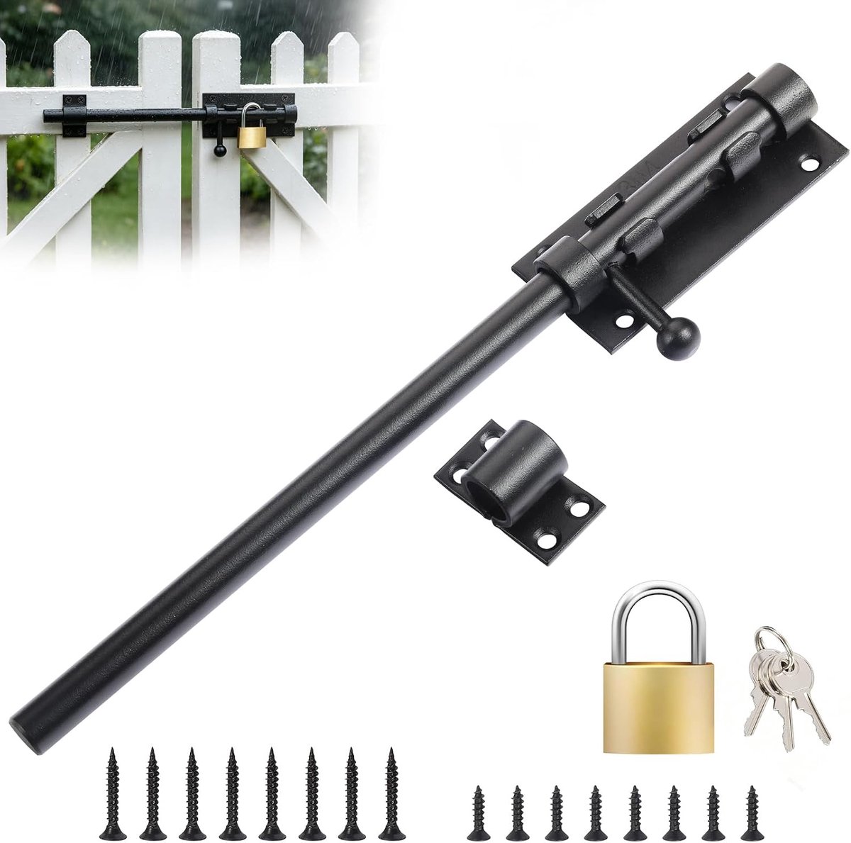 Deurgrendel 295mm - Roestvrij staal - Weerbestendig - Voor schuur en tuinpoort - ShopVlot