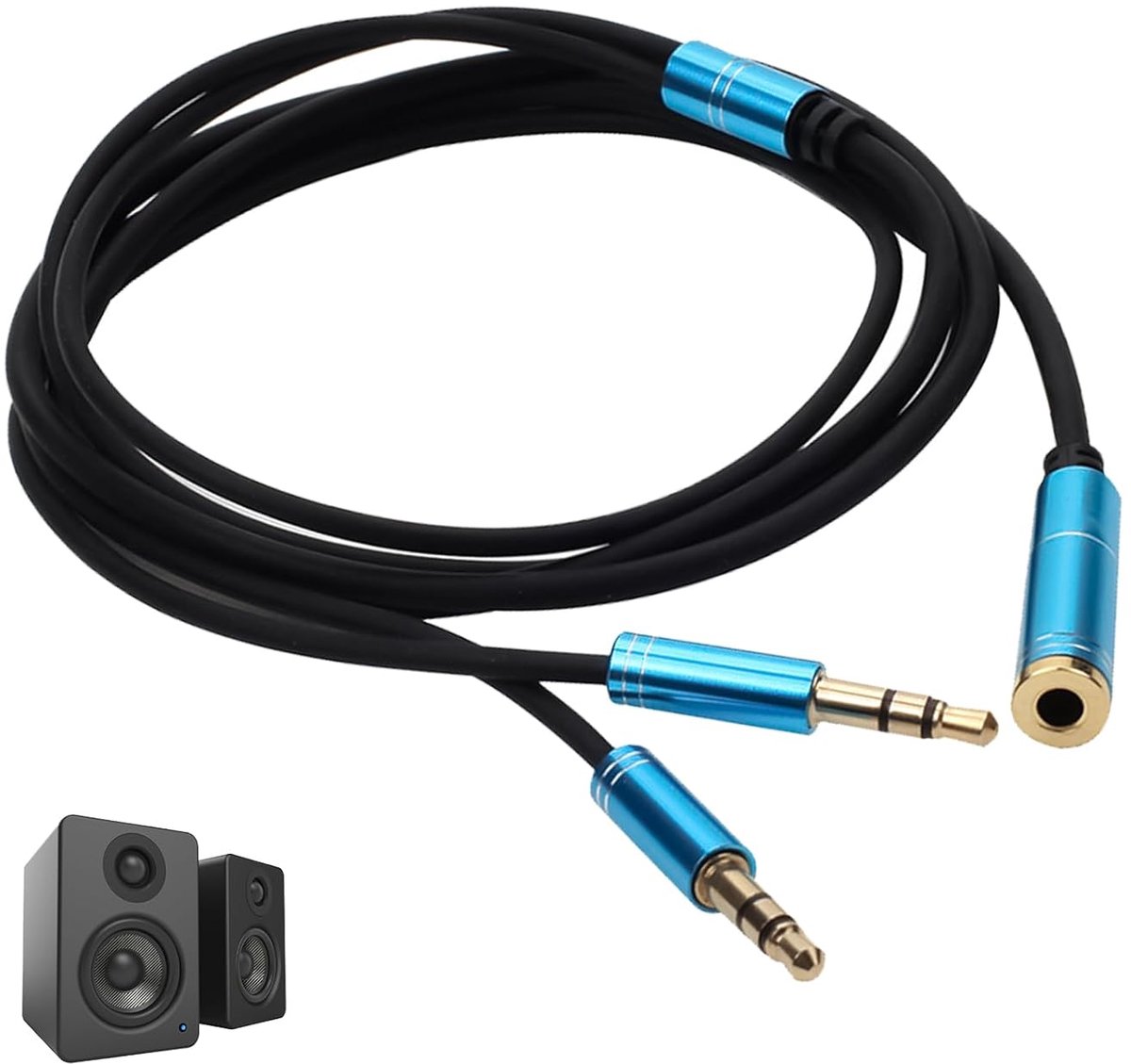 Y Jack Adapter 3.5mm - 1M Gold Plated - Microfoon en Stereo Splitter - Geschikt voor PC en Laptop - ShopVlot