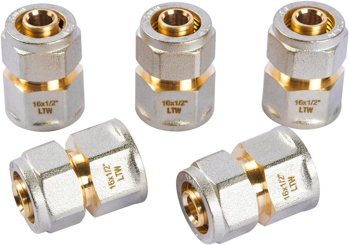 Schroeffitting overgang 1/2 inch - 16 x 2,0 mm - klemringschroefverbinding - ideaal voor aluminium en meerlaagse buizen - ShopVlot