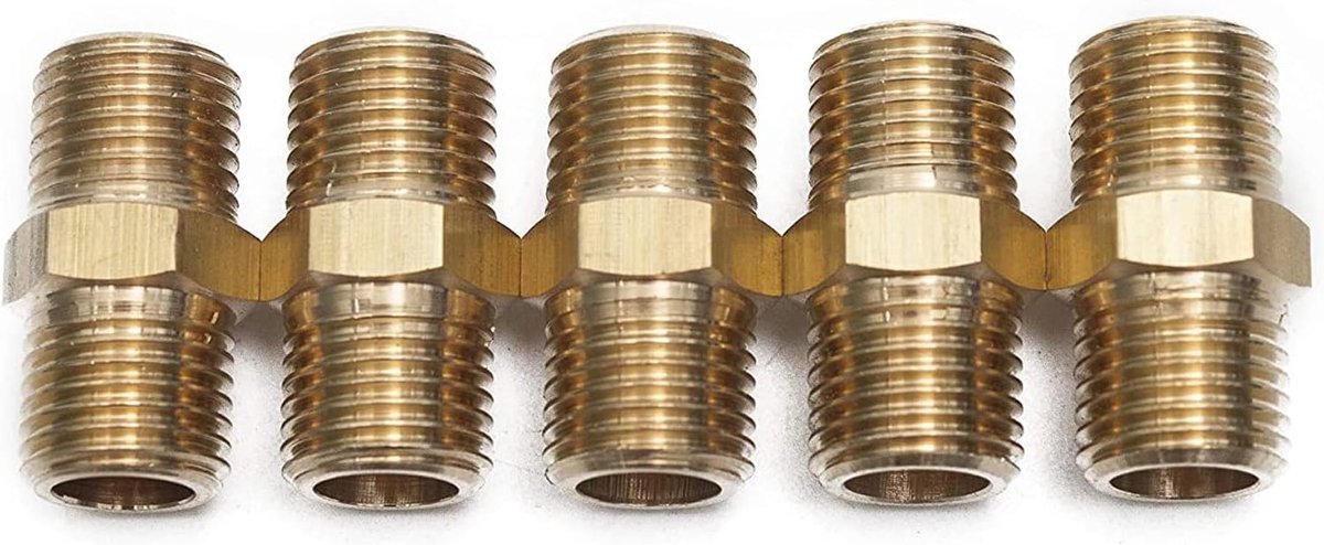 Verbindingsstuk hexagonaal - messing - BSPT - ideaal voor lucht en water - ShopVlot