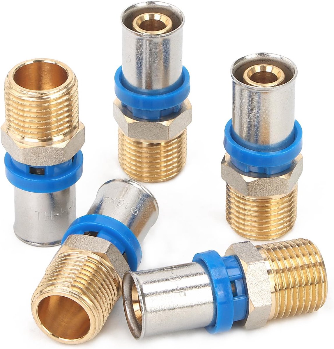 Persfitting 1/2 inch AG - voor 16mm buis - 5 stuks - hoogwaardige kwaliteit - ShopVlot