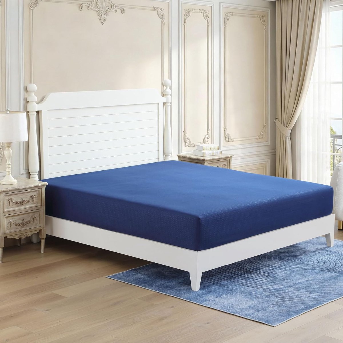 Hoeslaken 90 x 200 cm - blauw - geborsteld polyester - ultrazacht en kreukvrij - ShopVlot