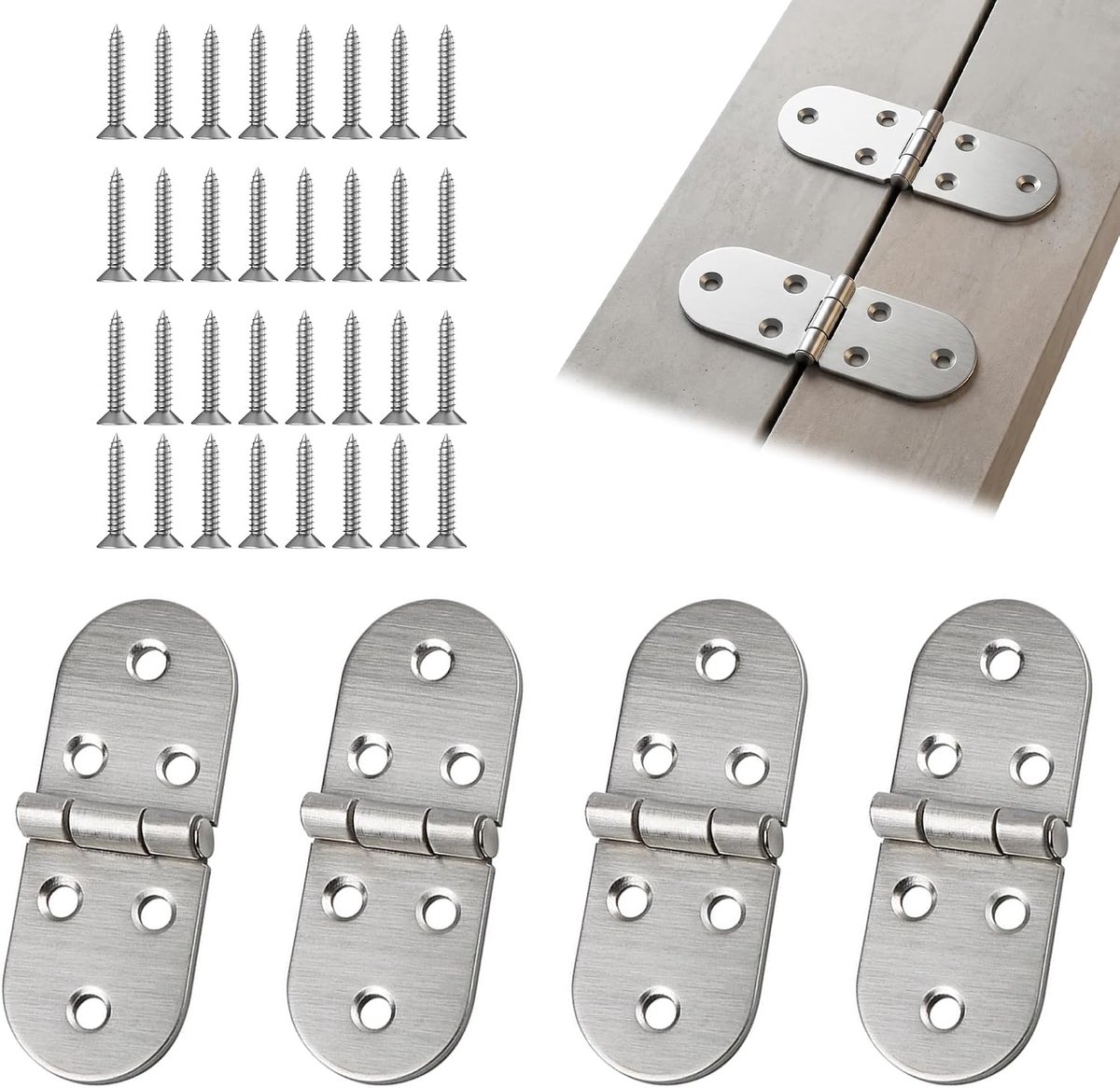 180° scharnieren 8 cm - roestvrijstaal - roestbestendig - voor meubels en kasten - ShopVlot