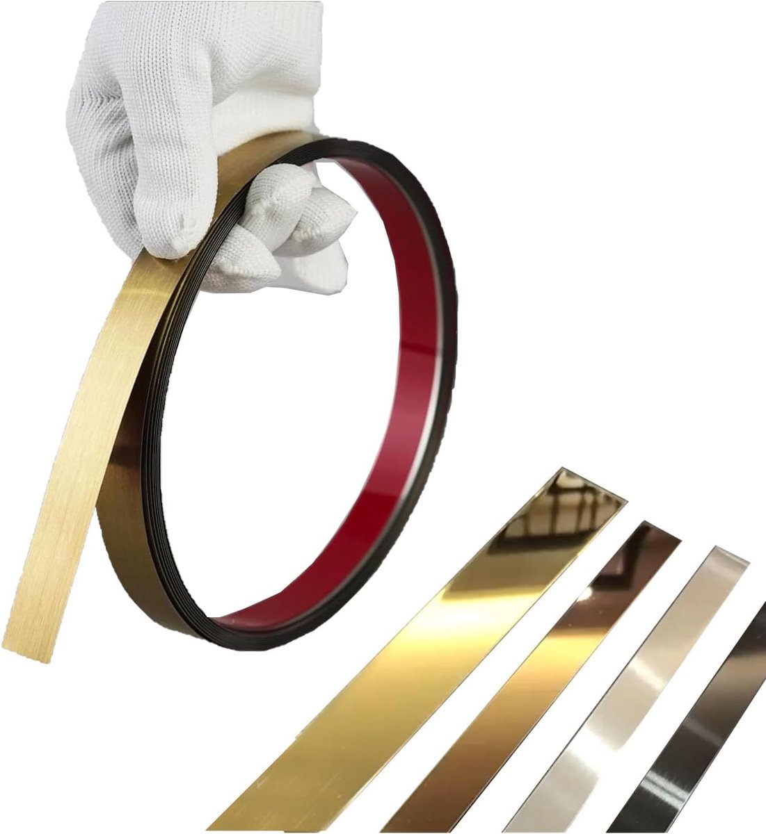 Flexibele muurafwerking 5m x 2cm - zelfklevende gouden sierstrips - voor wand- en meubeldecoratie - ShopVlot