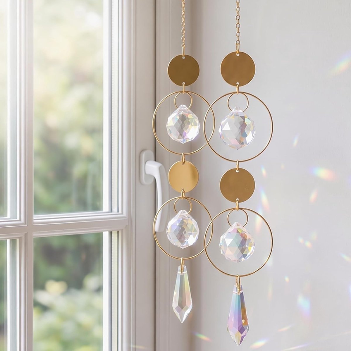 Kristallen raamhangers set 38x4cm - glazen zonvanger - decoratie voor raam en woonkamer - ShopVlot