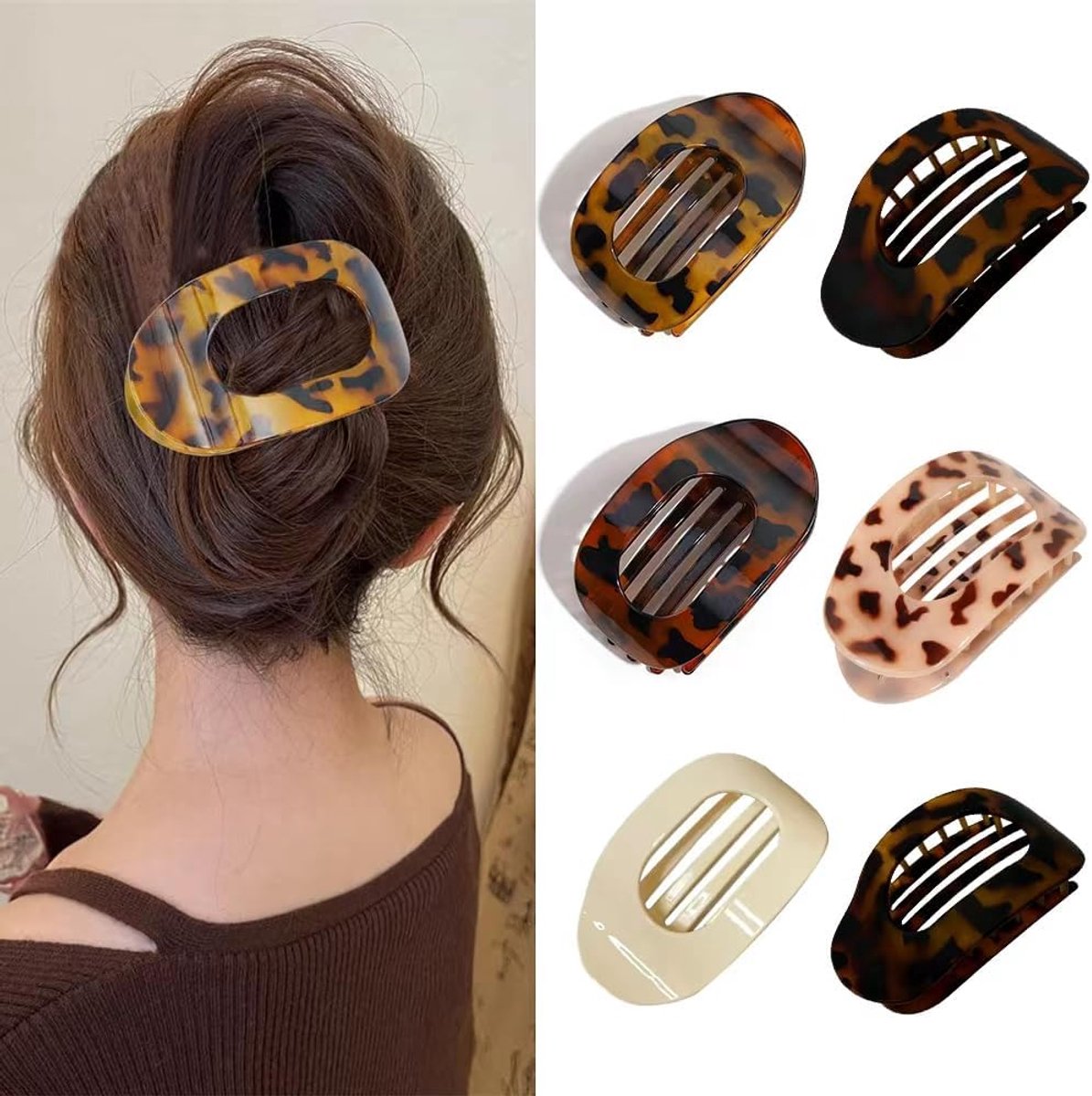 Haarspelden dames 6 stuks - groot ovaal - antislip - elegant voor dagelijks gebruik - ShopVlot