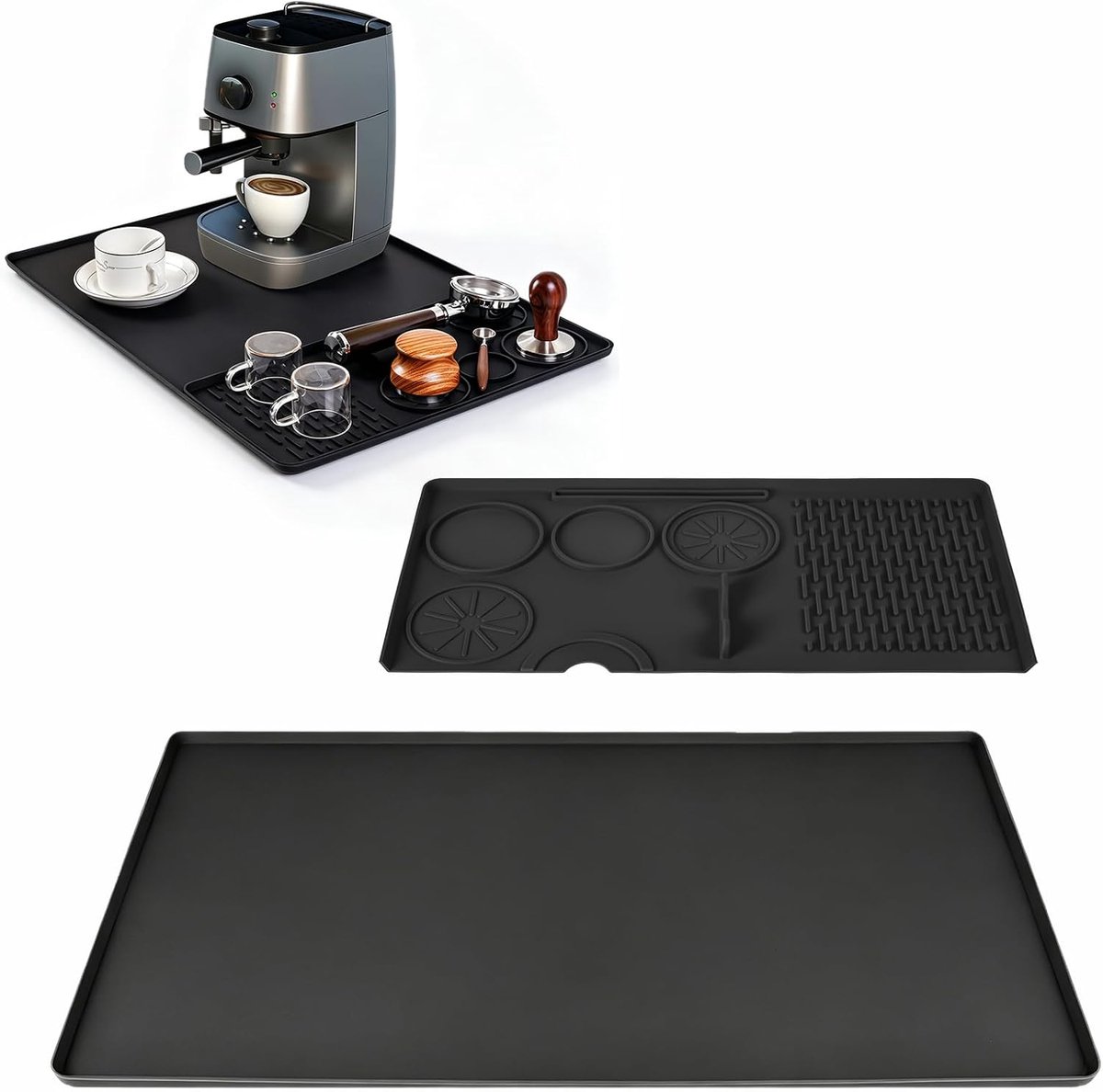 Koffiezetapparaat siliconen mat 40 x 60 cm - hittebestendig - antislip met drainage - stabiele basis voor koffiemachine - ShopVlot