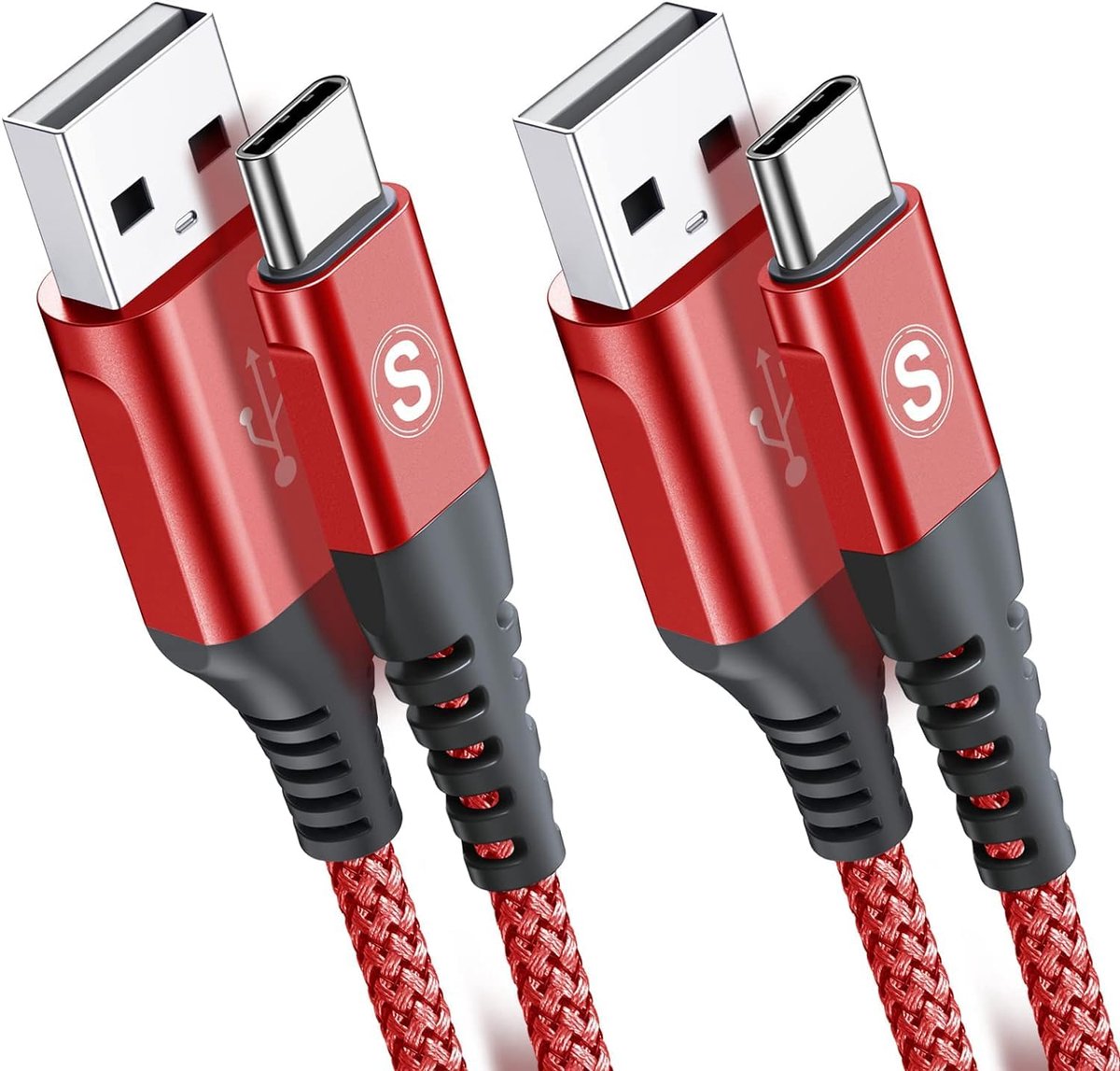 USB C Kabel 1M + 3M - Nylon Gevlochten - Snelladen - Geschikt voor iPhone en Galaxy - ShopVlot