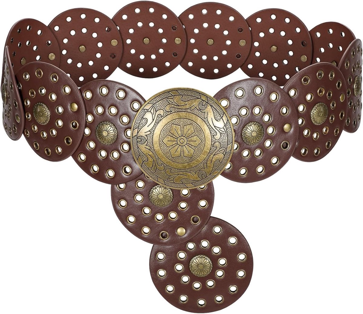Dames brede leren riem - ronde concho schijven - vintage western stijl - perfect voor boho outfits - SnelShoppen