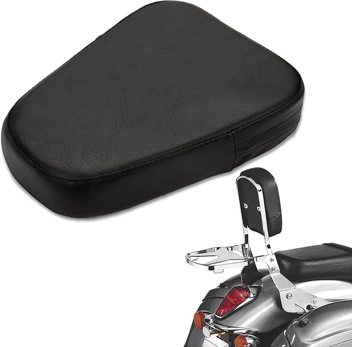 Motorfiets Achterste Rugsteun Kussen - Kunstleer - Universeel voor de meeste modellen - Verhoogt rijcomfort - SnelShoppen