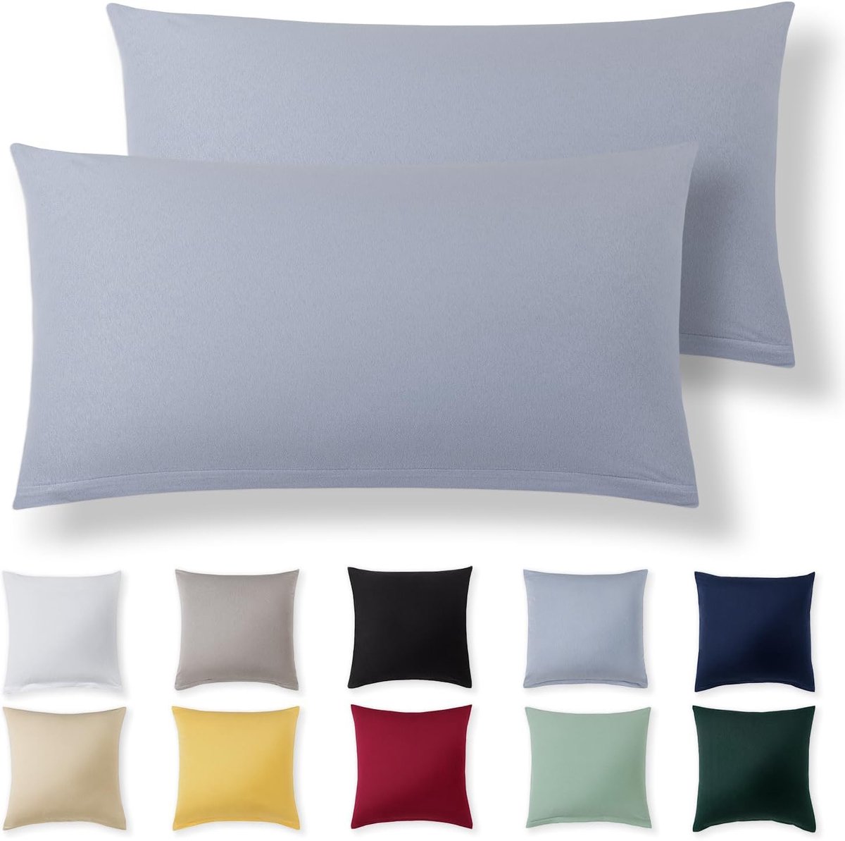 Pillowcase 40 x 80 cm - Lichtblauw - 100% Jersey Katoen - Superzachte Kussenslopen met Rits - SnelShoppen