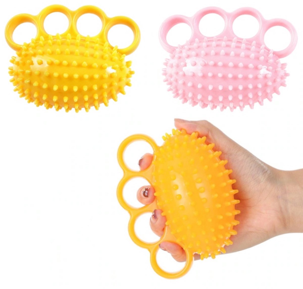 casalora 2er Set Handtrainer Ball – Fingertrainer Reha Ball – Anti Stress Ball für Erwachsene – Griffkraft Trainer für Handgelenk und FingerVerbeter grip - Verbeter flexibiliteit, Roze+Geel