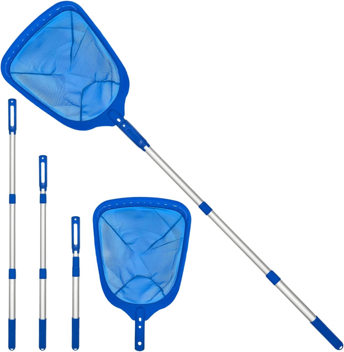 Skimmer voor zwembad - telescopische steel 145 cm - duurzame nylon net - ideaal voor het verwijderen van bladeren - SnelShoppen