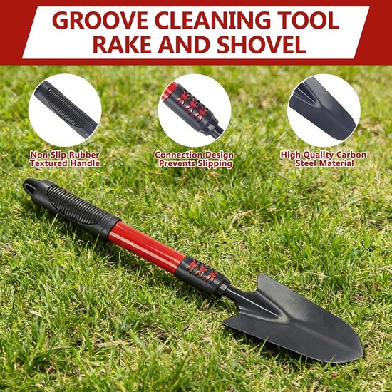 Dakgootreiniger met telescopische steel 4 m - 3-in-1 set met borstel, schoffel en hark - m-winkel — afbeelding 4