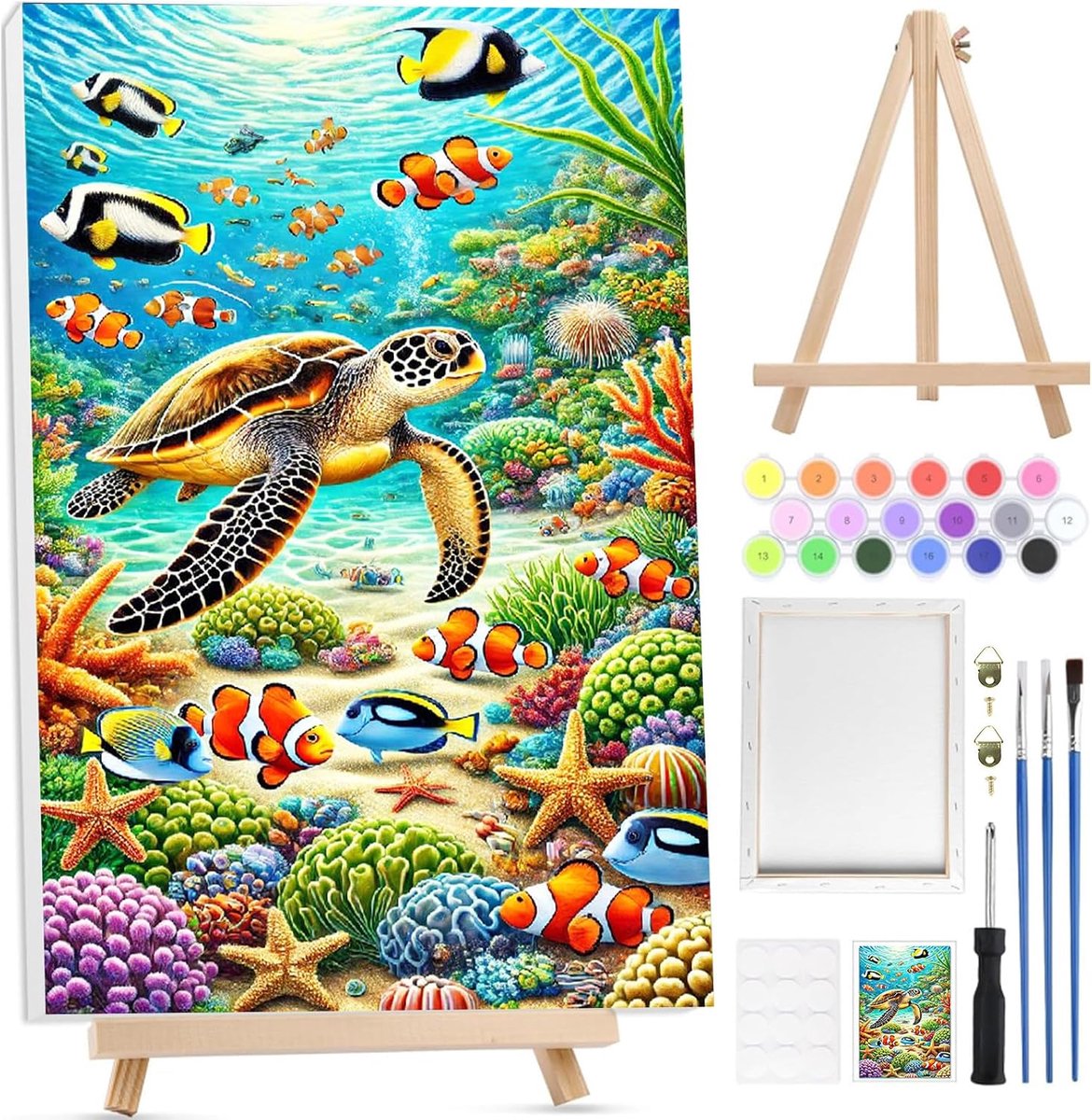 SnelShoppen - Paint by Numbers Kit vol met Acrylverf voor Volwassenen, Canvas Schilderen voor Beginners, Inclusief Houten Easel 20x30, Decoratie voor