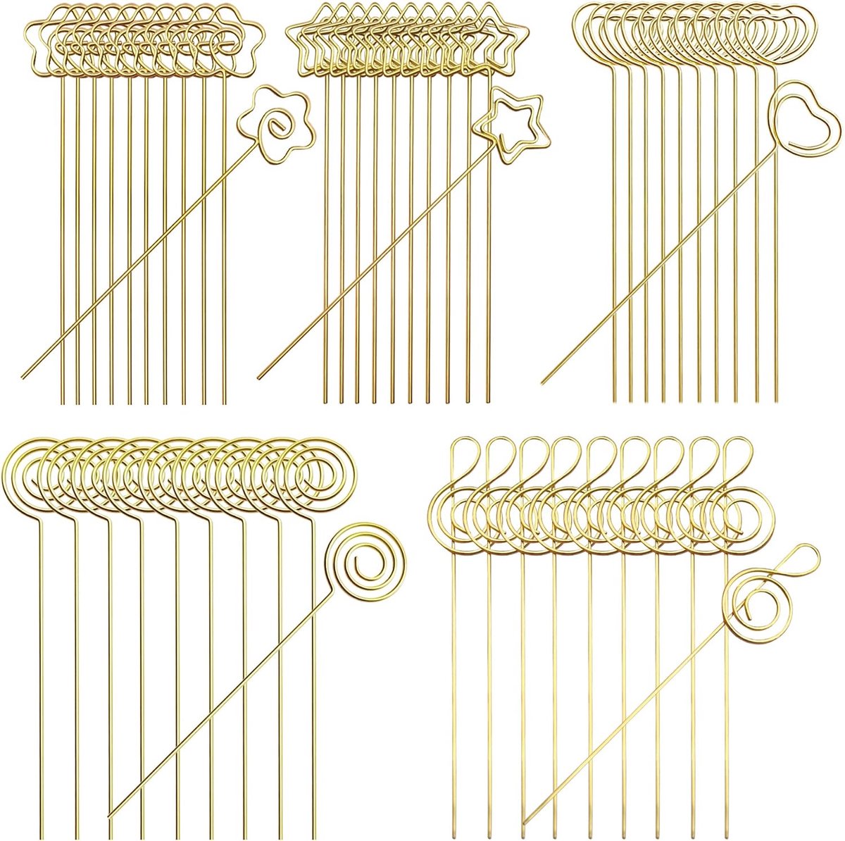 Foto houder 50pcs met metalen draad - 5 vormen - goudkleurig - ideaal voor feestjes en kantoor - SnelShoppen