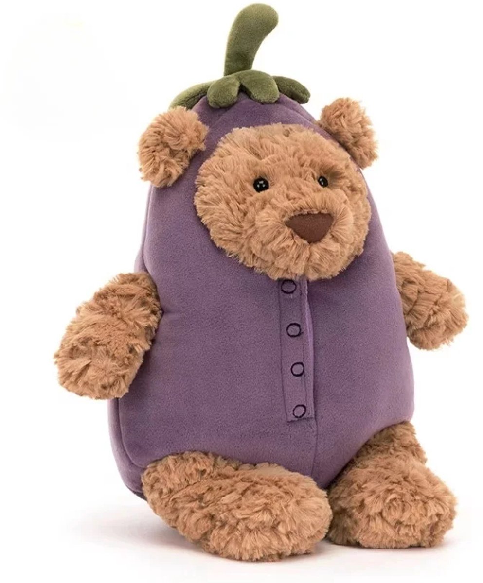 Casalora Knuffelbeer – Pluche Knuffel – Aubergine Beer 30 cm – Teddybeer met Aubergine Design