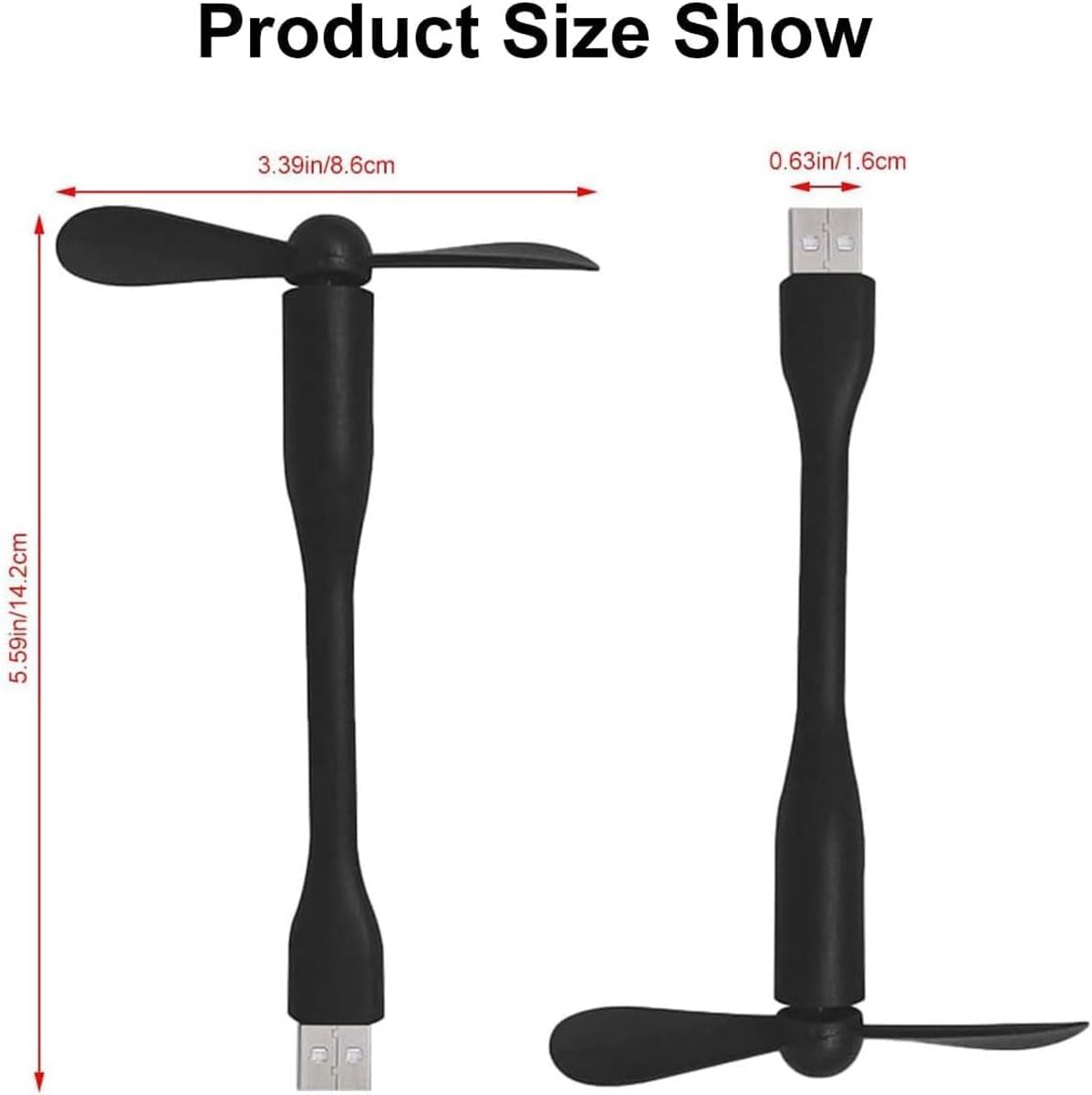 Mini-USB-ventilator 140 x 90 mm - flexibele zwanenhals - draagbare clip-on ventilator - SnelShoppen
