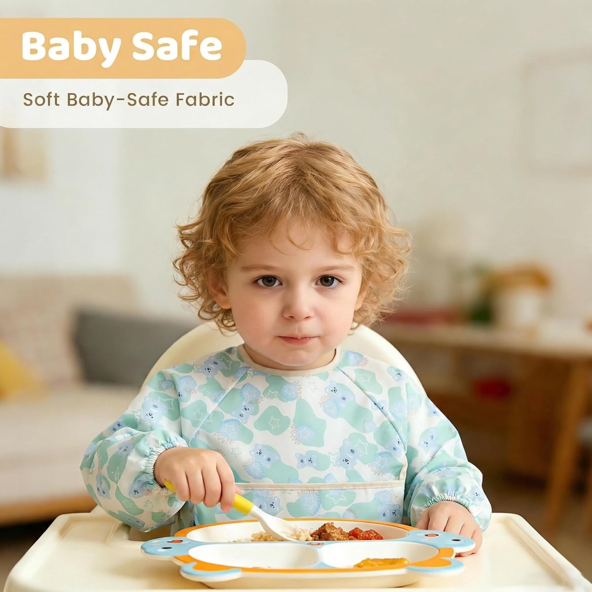 Baby slabbetjes met mouwen 3-pack - waterdicht - ideaal voor knoeien - eenvoudig schoon te maken - SnelShoppen