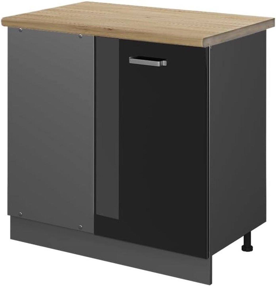 Hoekkast Keuken - Keukenkast Hoek - Keuken Organiseren - Hoogglans Afwerking - 86 cm - Antraciet
