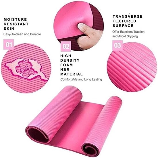 Yogamat Schuim - Fitnessmat Pilatesmat - Sporten en Ontspannen - Antislip NBR Schuim - 183 x 61 cm - Paars van Yogamat — afbeelding 4