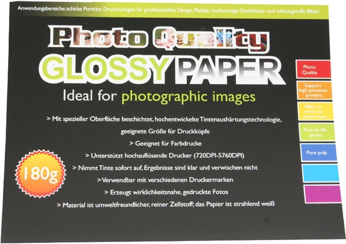 Photopaper Glossy A6 10x15 - enkelzijdig papier - glanzend - ideaal voor fotoafdrukken - SnelShoppen