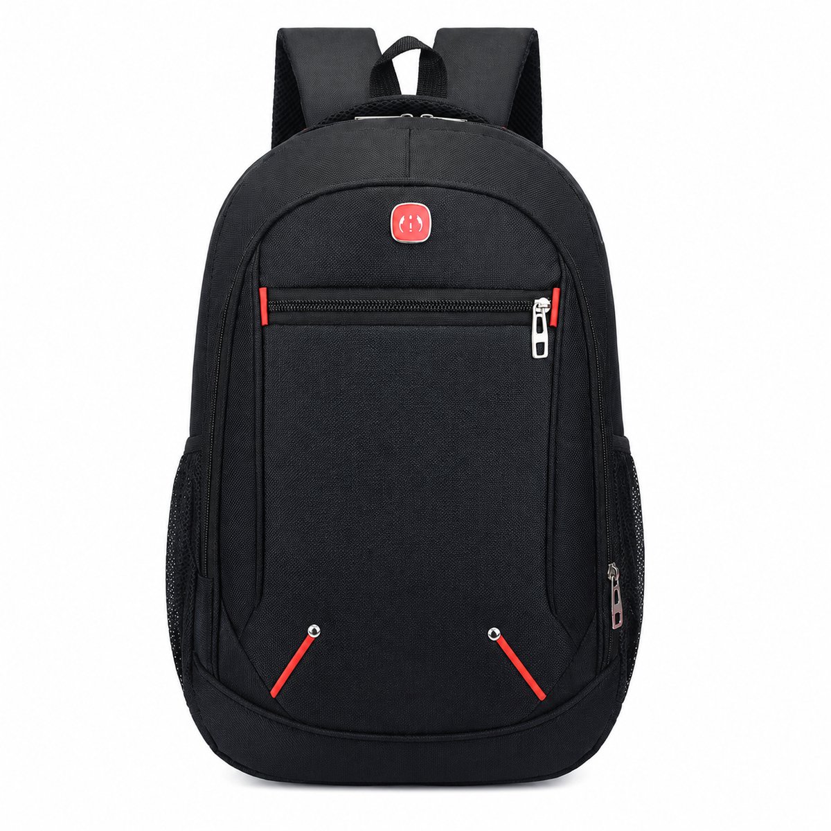 VHV - Rugzak - Laptop Rugzak 15,6 Inch met Ruim Hoofdvak, Voorvak en Zijvakken - Comfortabele Schouderbanden - Schoolrugzak en Werkrugzak - Zwart