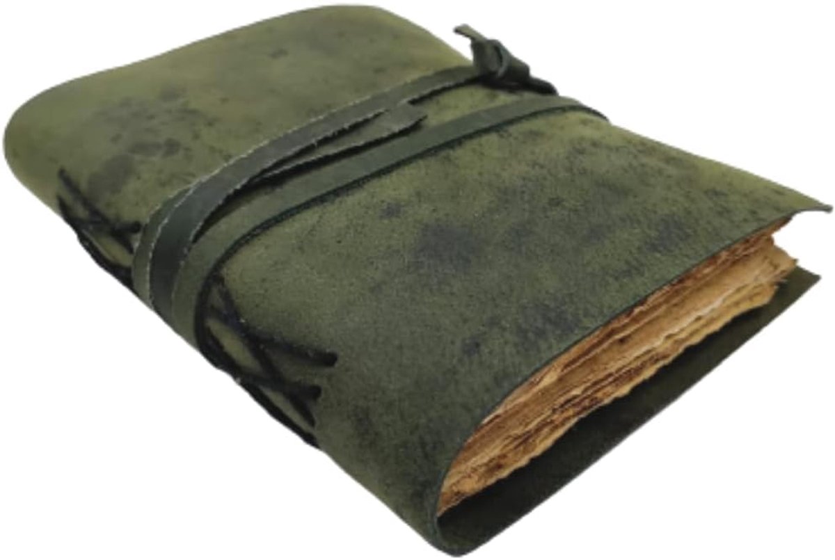 Notitieboek - groene leren uitvoering - vintage ontwerp - perfect voor reizen - SnelShoppen