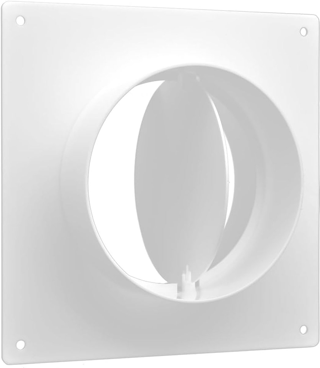 Ventilatieflens 100mm - witte pvc wandconnector - met terugslagklep - voor optimale luchtstroom - SnelShoppen