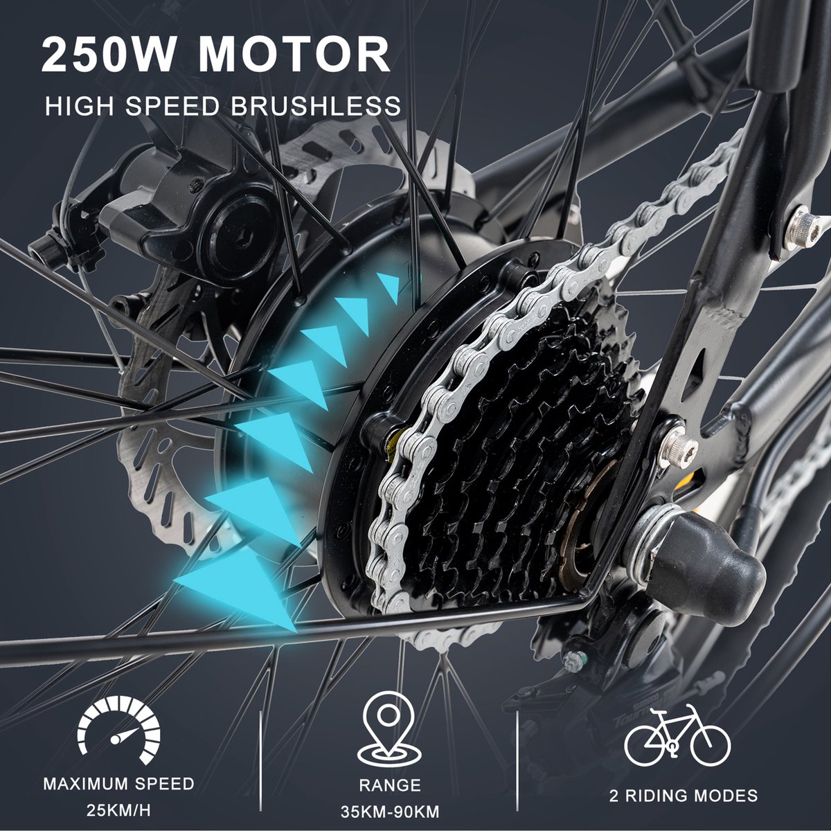 HITWAY BK27 - 28 inch elektrische fiets, 250W motor, afneembare batterij thumbnail 3