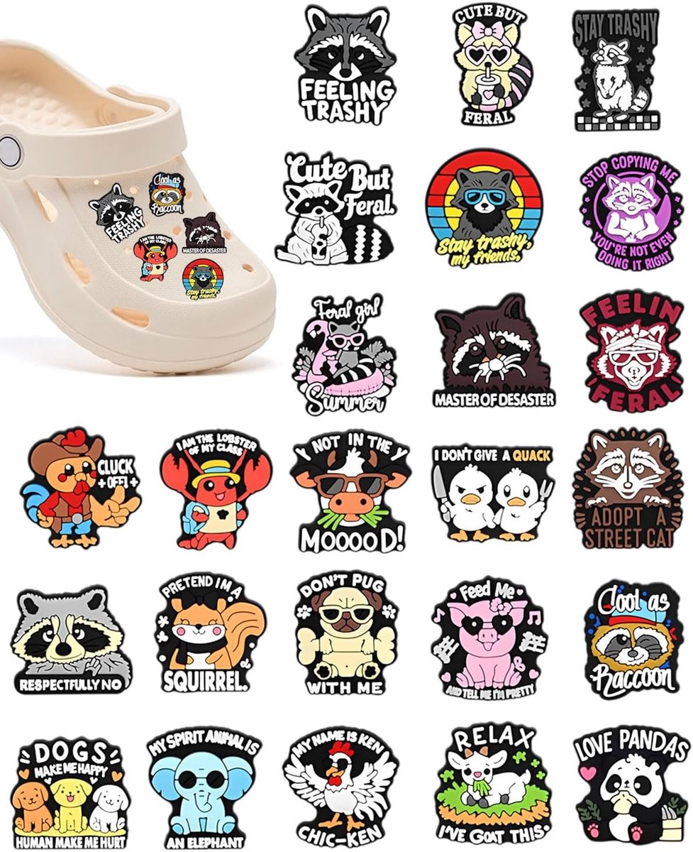 Schoen Charms 24 Stuks - Dieren Ontwerp - Afneembare DIY Decoratie - Voor Kinderen en Volwassenen - SnelShoppen