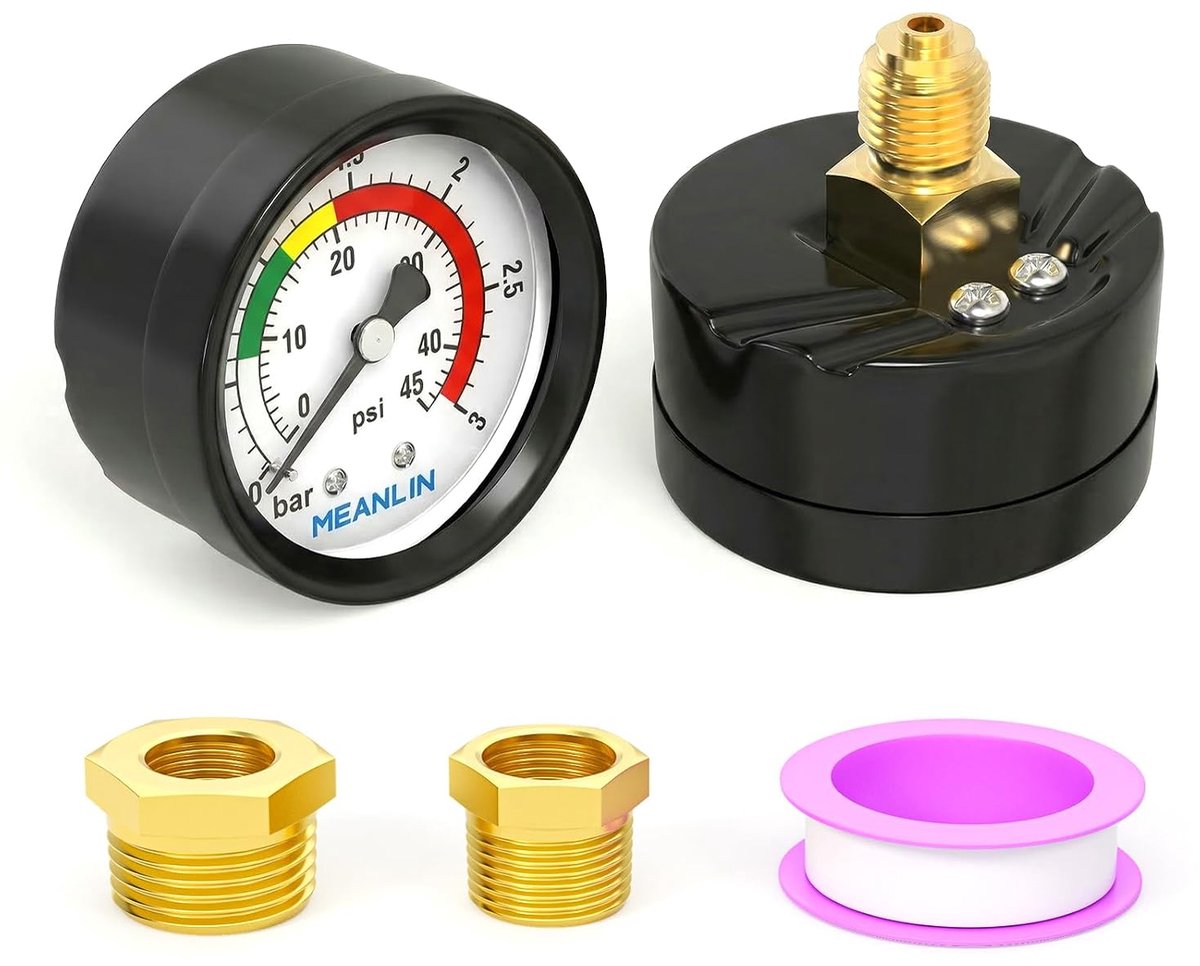 Zwembad manometer 0~3Bar - 1/4" BSP - Achter montage - Perfect voor zwembaden en spa's - ShopVlot