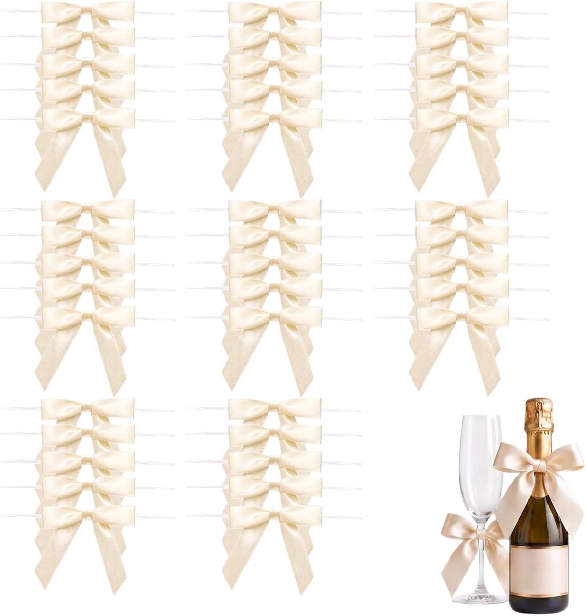 Cadeaulinten 50 Stuks - Satijn 7 x 7 cm - Geel - Perfect voor Cadeauverpakking - ShopVlot