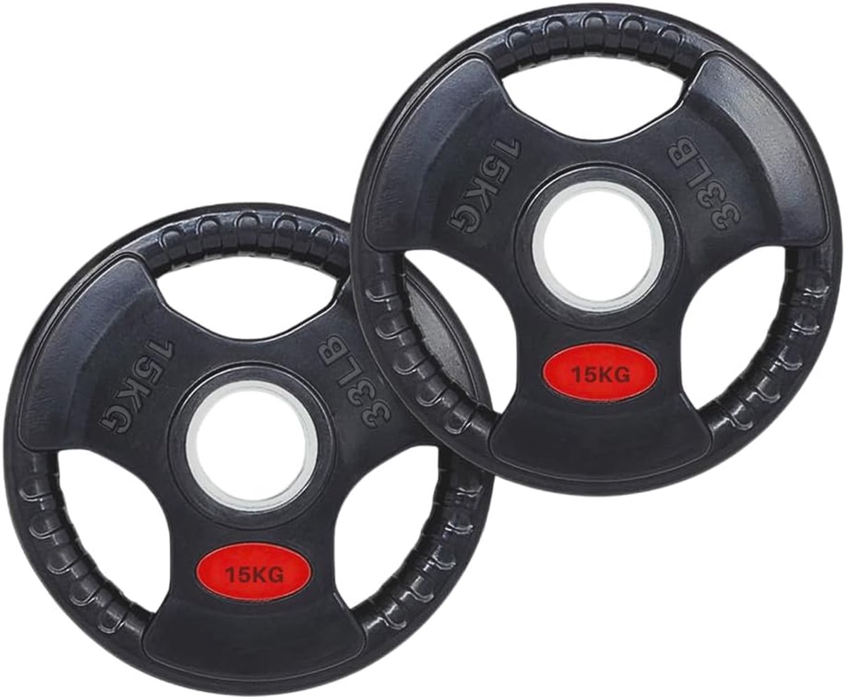 Gewichten set 50mm - gietijzer met rubber - tri-handvat - ideaal voor krachttraining - ShopVlot