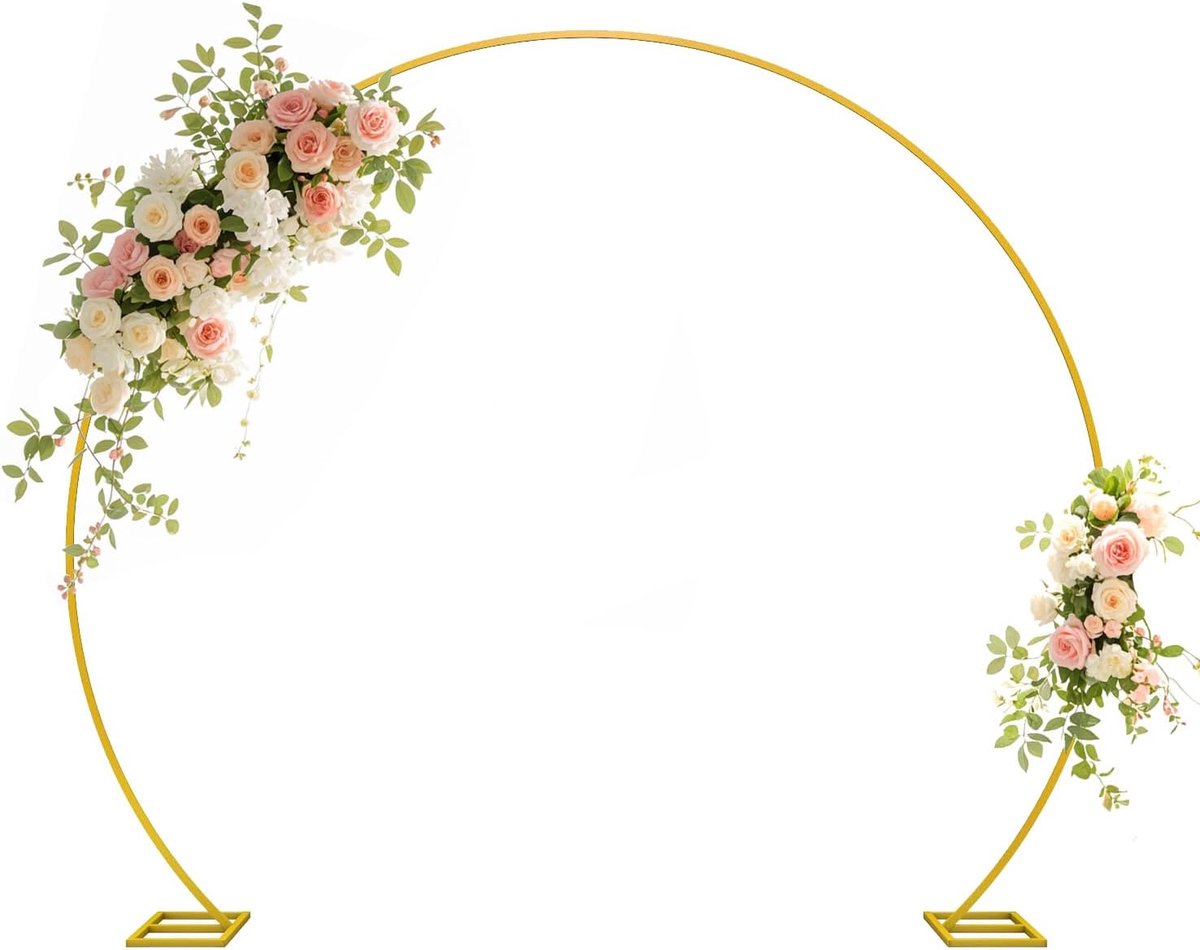 Ballonboog Frame 201x238cm - Goud/Wit/Pink - Dikke Stalen Bogen - Ideaal voor Bruiloften en Feesten - ShopVlot