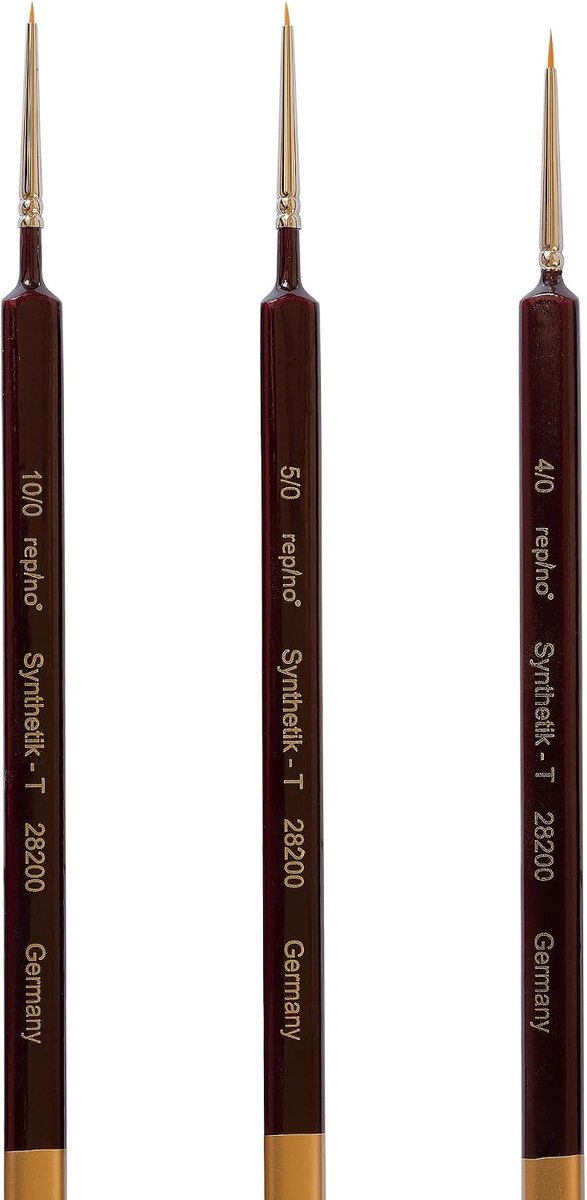 Schilderkwasten fijne set 10/0 5/0 4/0 - Toray synthetisch haar - ergonomische grip - ideaal voor detailwerk - ShopVlot