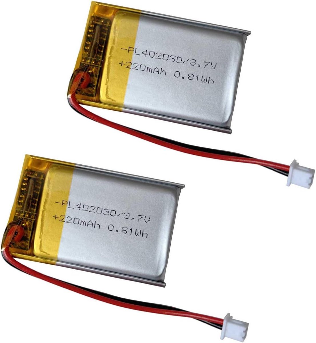 220mAh oplaadbare lithium polymer batterij - 402030 formaat - 3.7V - ideaal voor Bluetooth headset en MP3 speler - ShopVlot