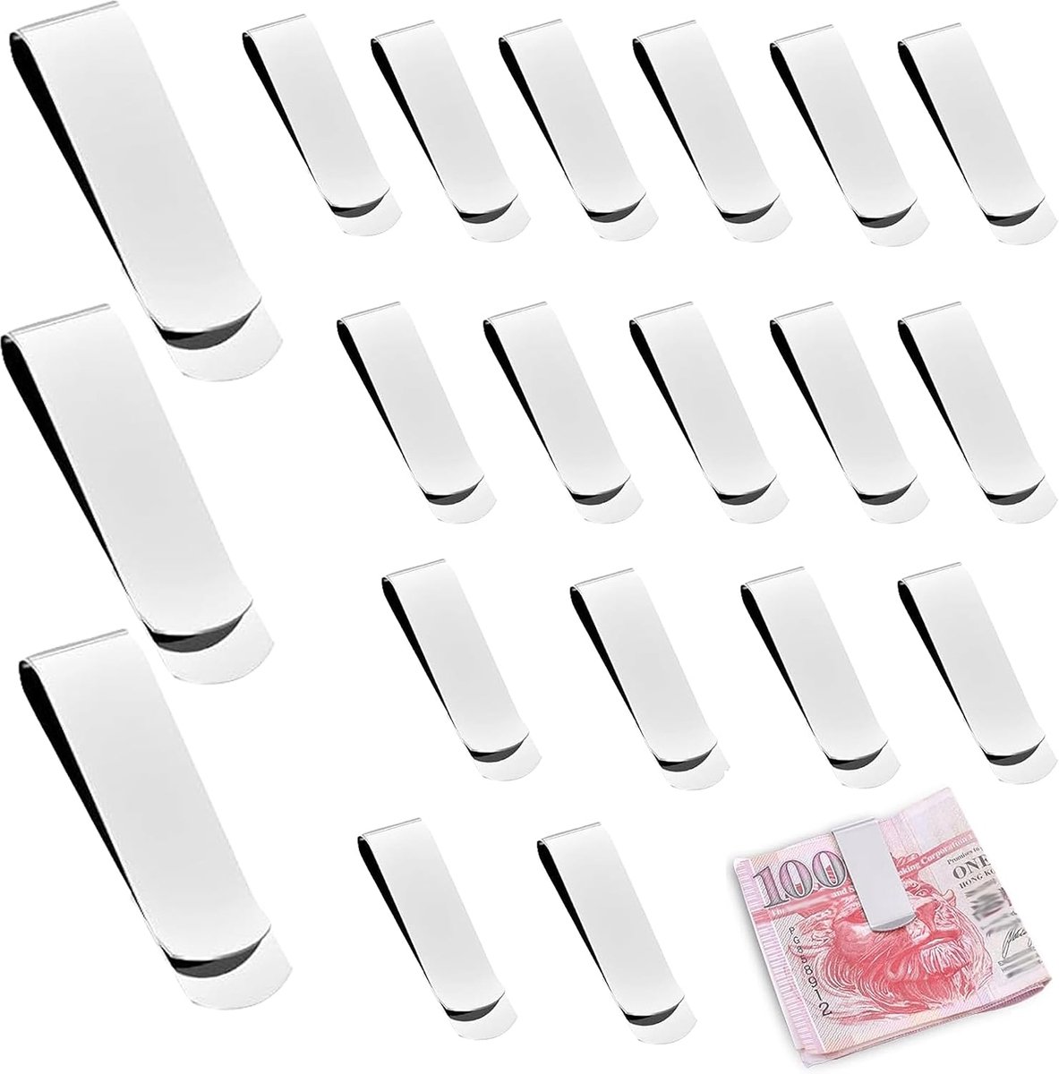 Geldclips 20 Stuks - RVS Geldclip Set - Stijlvol en Duurzaam - Ideaal voor Mannen en Vrouwen - ShopVlot