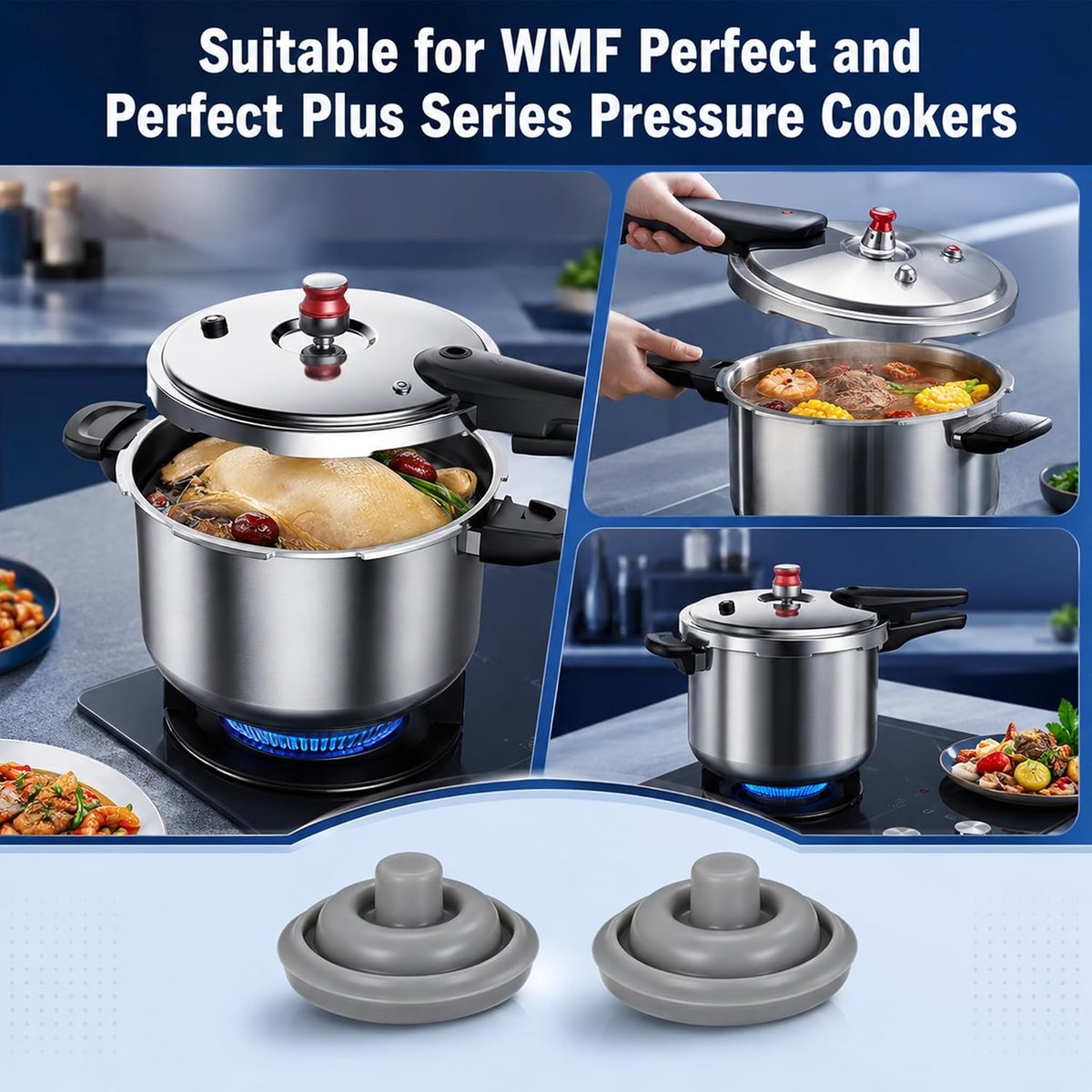 Afdichtingen voor snelkookpan 2 stuks - hittebestendige siliconen - voor WMF Perfect en Perfect Plus - veilige pasvorm - ShopVlot
