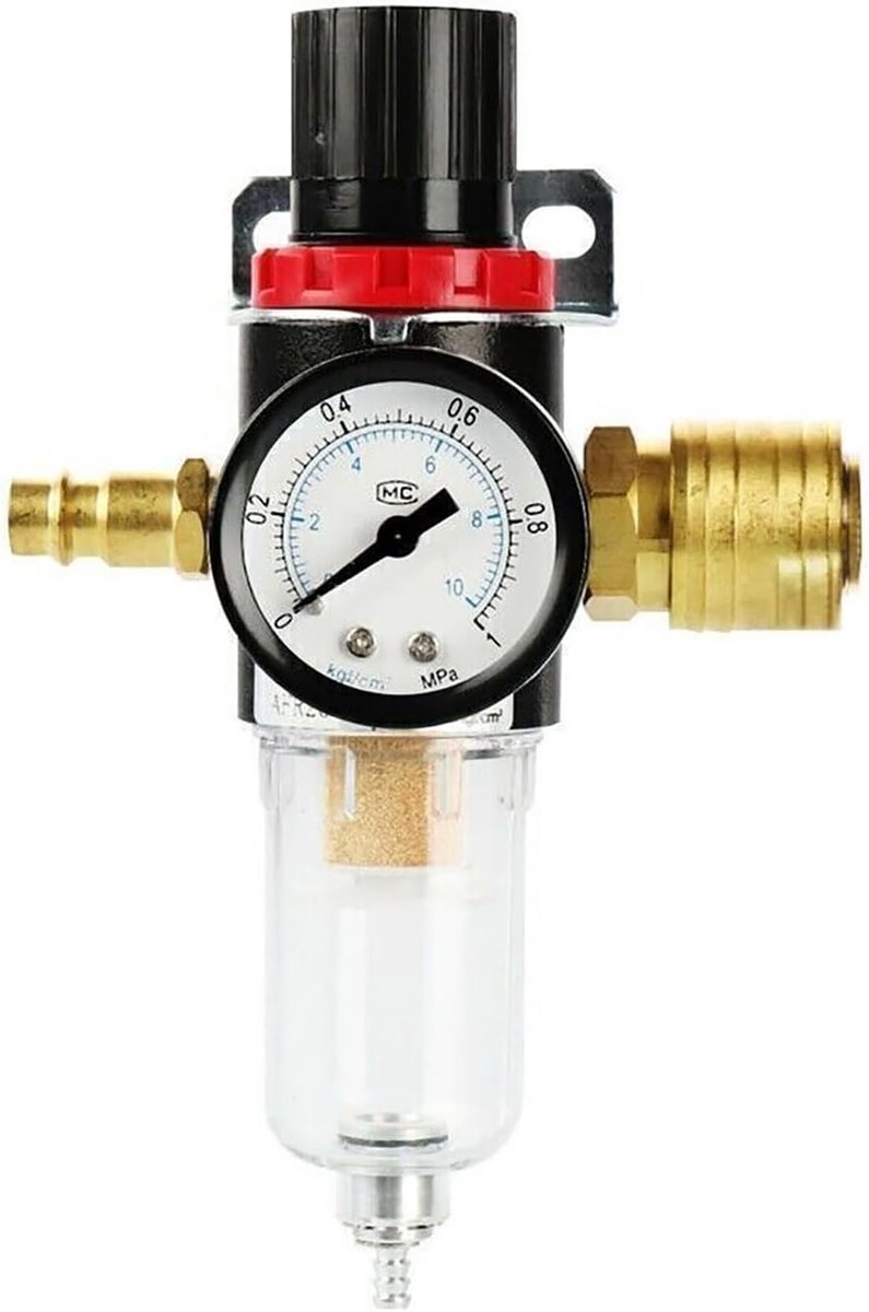 Drukregelaar 1/4 inch - waterafscheider - koper snelkoppelingen - voor schone luchtcompressor - ShopVlot