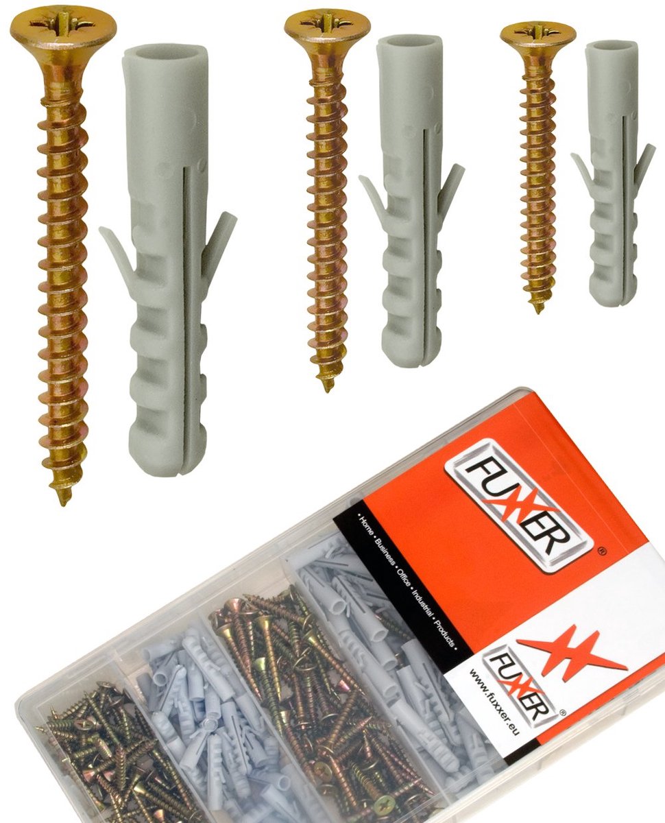 Schroef- en pluggenset 249-delig - inclusief kruissleuf schroeven - met 5-, 6-, 8-delige pluggen - ideaal voor montage - ShopVlot