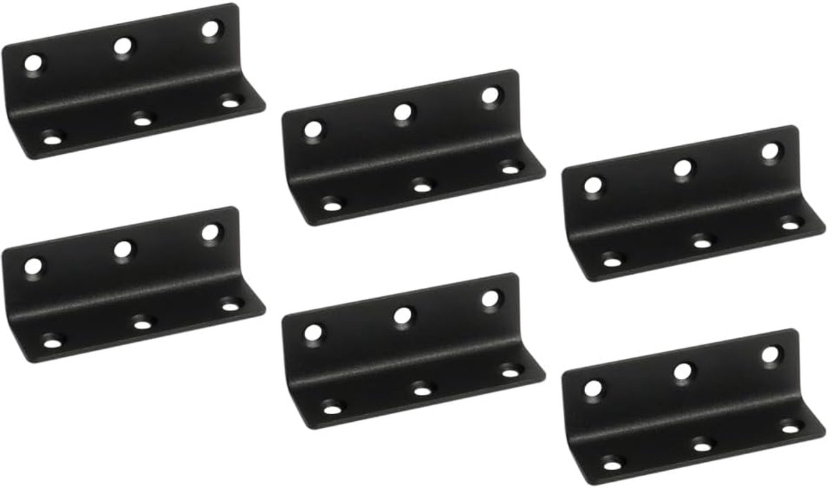 Hoekbeugels 27x80mm - RVS L-vormig - Zwart - Stevige ondersteuning voor meubels - ShopVlot