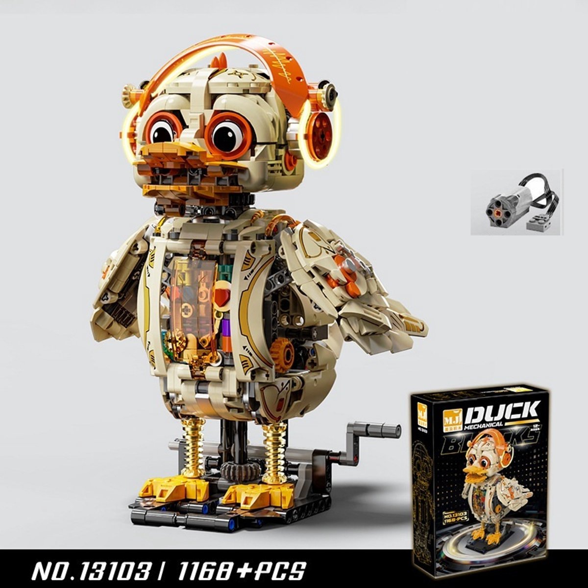 Mechanisch speelgoed met dierenbouwblokken/mechanische eend/vakantie-/verjaardagscadeau bouwblokken (1168+ onderdelen) dynamische versie, op afstand bedienbaar (inclusief verlichting)