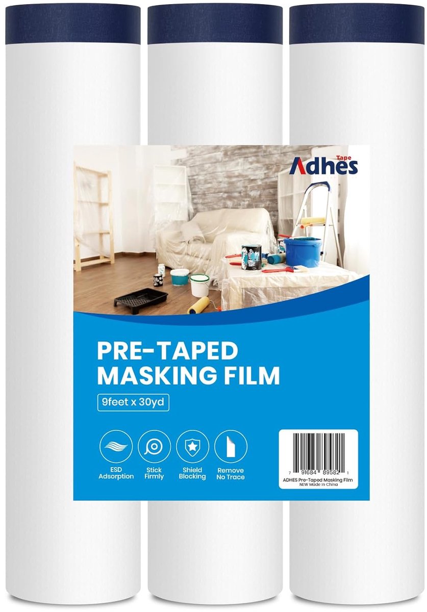 Adhesieve tape en drap 2600 mm x 27 m - voorbehandelde maskerfilm - spoorloos - ideaal voor schilderwerk - ShopVlot