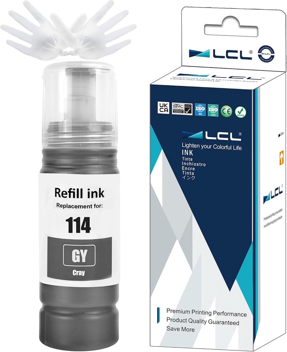 Inktfles 70ML - Grijs - Compatibel met EPSON ECOTANK ET-8500 ET-8550 - Tot 2300 pagina's - ShopVlot