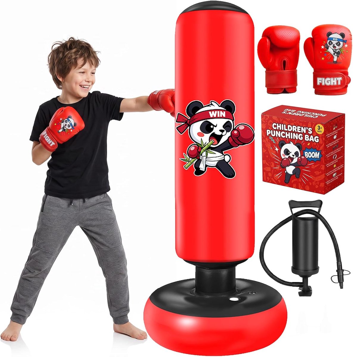Vrijstaande bokszak 130 cm - verdikt pvc - opblaasbaar - ideaal voor thuis training - ShopVlot
