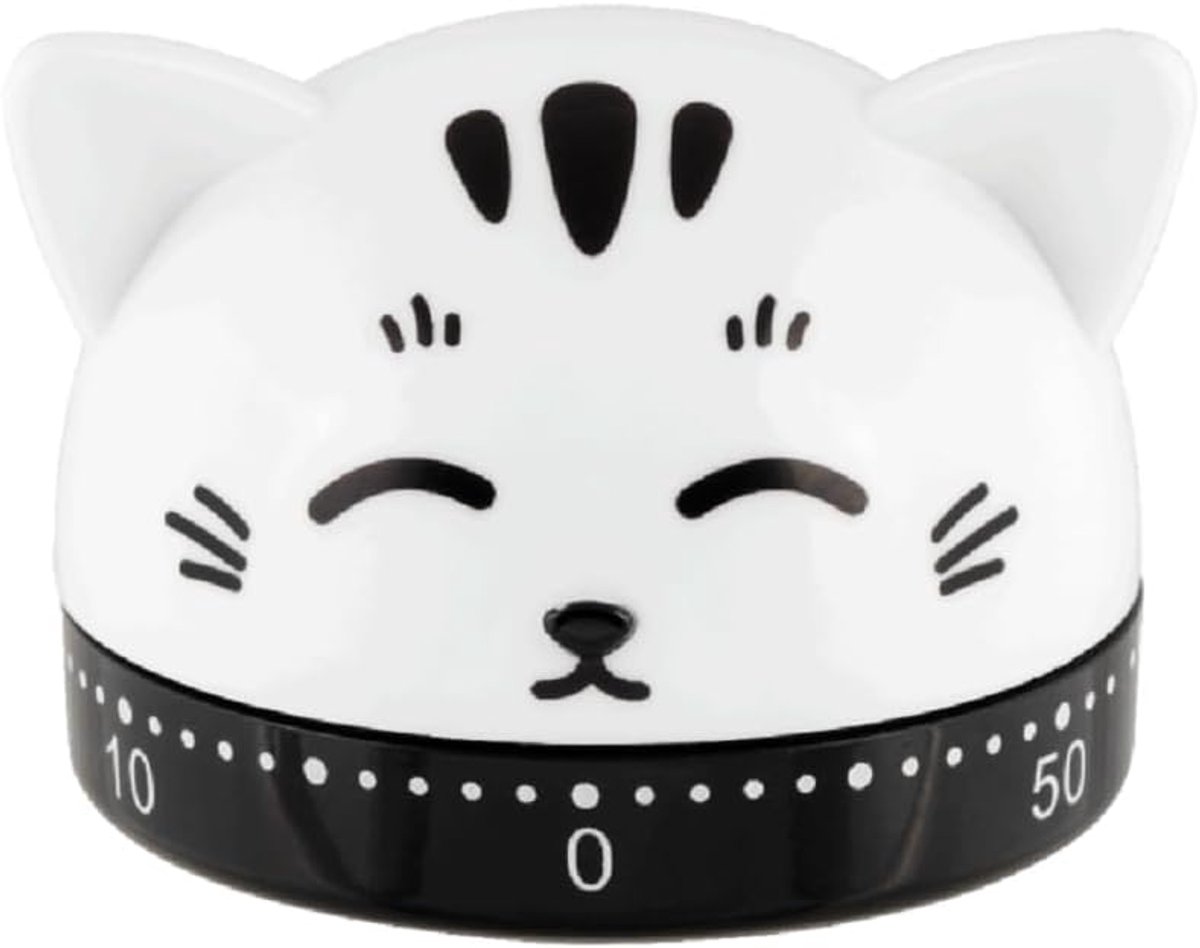 Katten timer 1 uur - wit - ABS materiaal - handig voor tijdsbeheer - ShopVlot