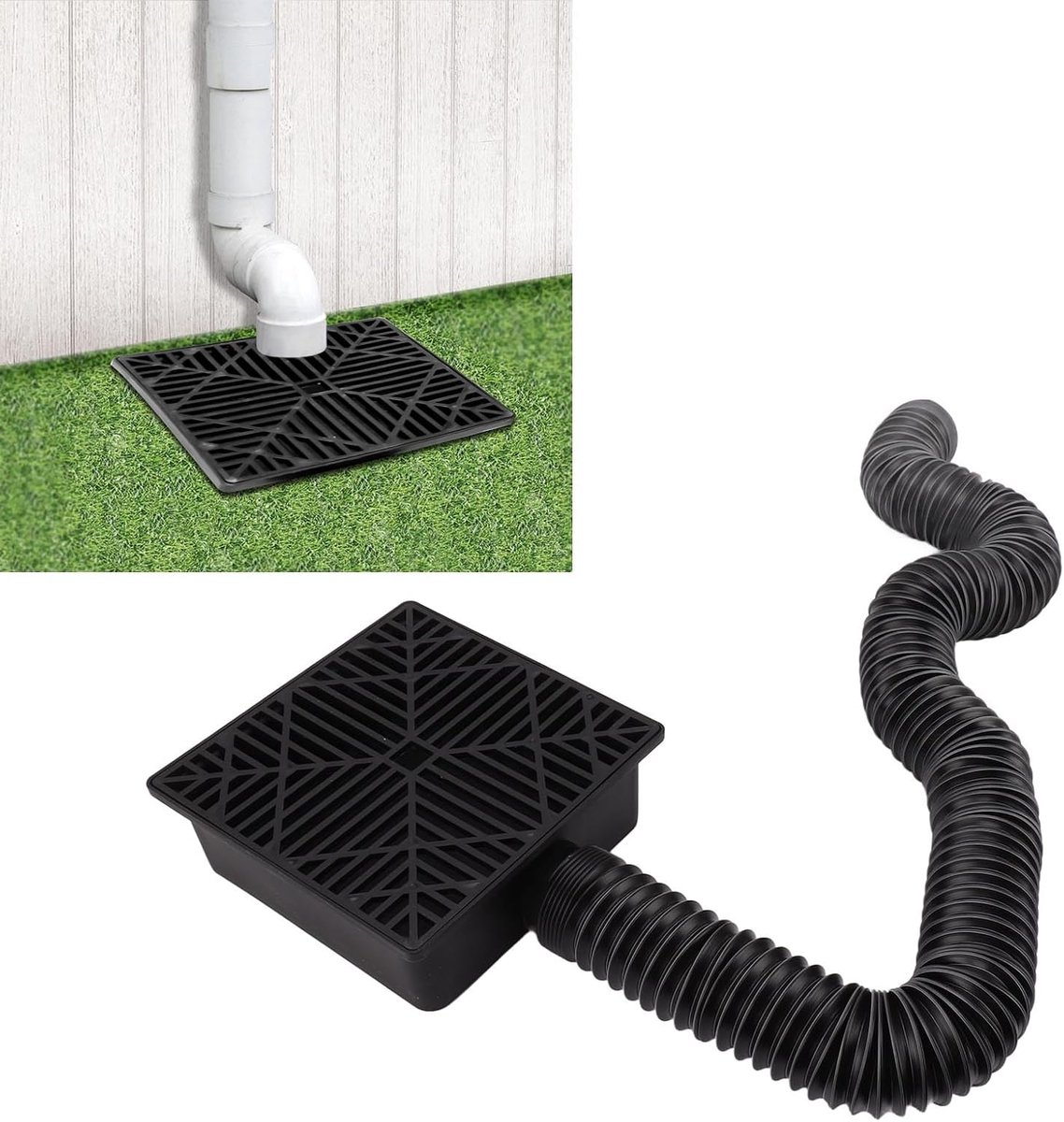 Afwateringsuitbreiding - lage profiel opvangbak - Franse afvoer - beschermt regenwaterinverter - ShopVlot